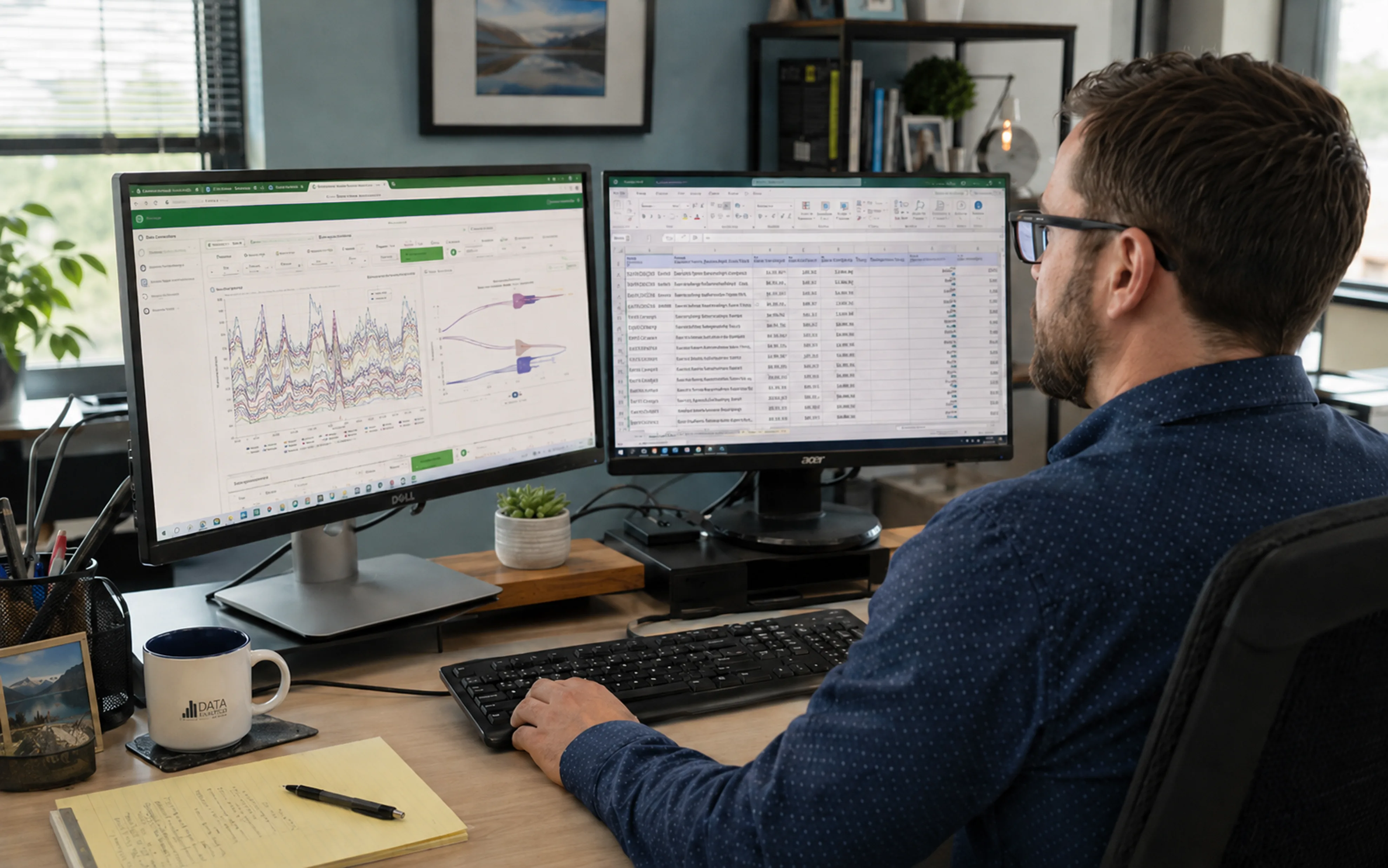 Employee using the new software.